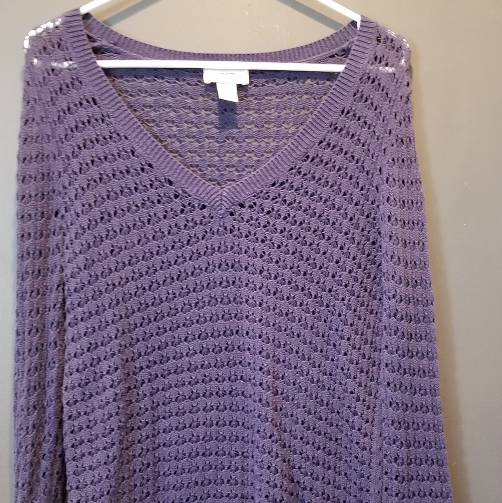 Loft Sweater V Neck M Medium Blue
